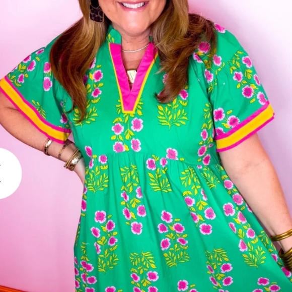 Spring Green Floral Midi Dress-NWT - Picture 8 of 8